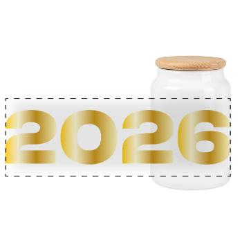 Cadeau Vintage 2026 - Boîte à biscuits avec couvercle en bois - blanc - Devant