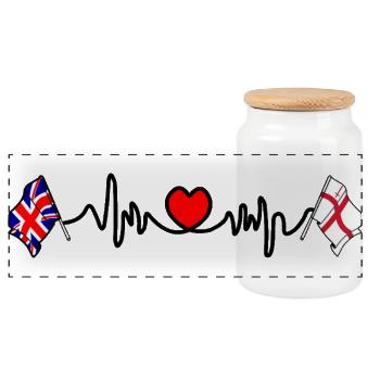 City of London & UK Heartbeat - Panoramic Cookie Jar with Wooden Lid - white - Front