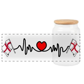 City of London & England Heartbeat - Panoramic Cookie Jar with Wooden Lid - white - Front