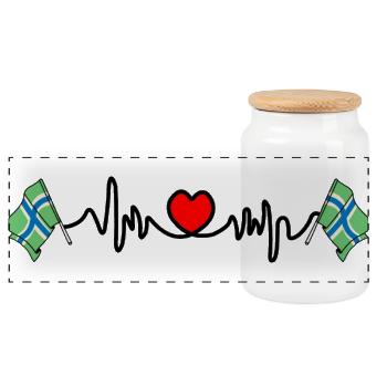Gloucestershire Flag with Heartbeat - Panoramic Cookie Jar with Wooden Lid - white - Front