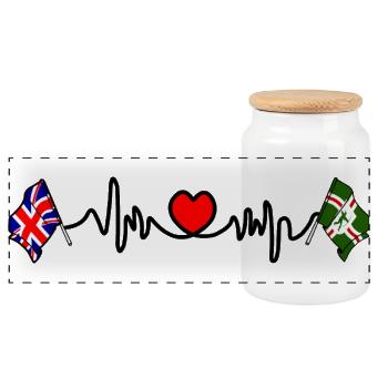 Nottinghamshire & UK Heartbeat - Panoramic Cookie Jar with Wooden Lid - white - Front