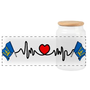 Herzschlag der Suffolk-Flagge - Panorama Keksdose mit Holzdeckel - Weiß - Vorne