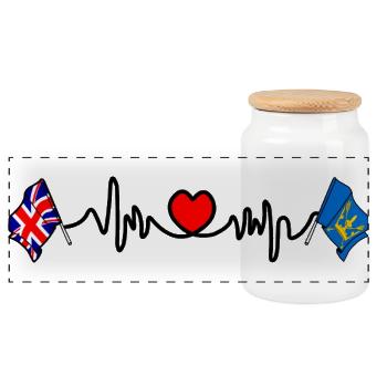 Suffolk & Great Britain Heartbeat - Panoramic Cookie Jar with Wooden Lid - white - Front