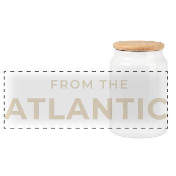 From the Atlantic Vintage Typography - Panoramic Cookie Jar with Wooden Lid - white - Front