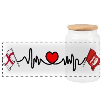 Warwickshire & England Heart Rate - Panoramic Cookie Jar with Wooden Lid - white - Front
