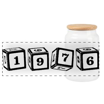 Millésime 1976 - Boîte à biscuits avec couvercle en bois - blanc - Devant