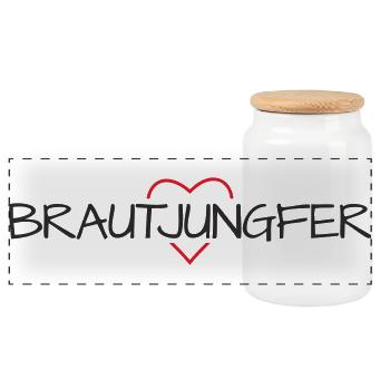 Bridesmaid Heart Bachelorette Party - Panoramic Cookie Jar with Wooden Lid - white - Front