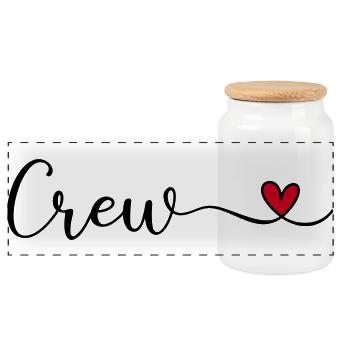 Crew mit Herz Design - Panorama Keksdose mit Holzdeckel - Weiß - Vorne