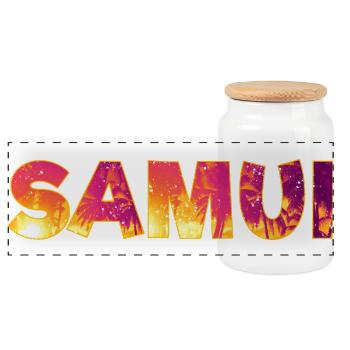 Souvenir de vacances de l’île Koh Samui en Thaïlande - Boîte à biscuits avec couvercle en bois - blanc - Devant