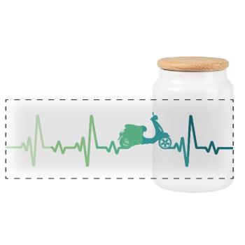 Scooter heartbeat moped roller - Panoramic Cookie Jar with Wooden Lid - white - Front