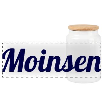 Moinsen! – Das Original für echte Nordlichter - Panorama Keksdose mit Holzdeckel - Weiß - Vorne