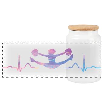 Cheerleader Cheer Mom Cheerleading - Panoramic Cookie Jar with Wooden Lid - white - Front