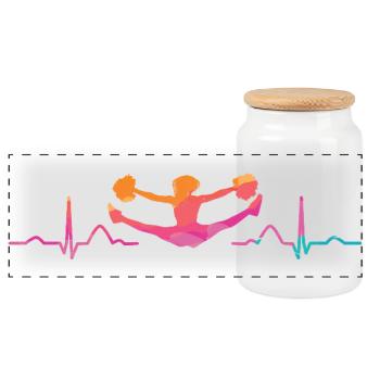 Cheerleader Cheer Mom Cheerleading - Panoramic Cookie Jar with Wooden Lid - white - Front