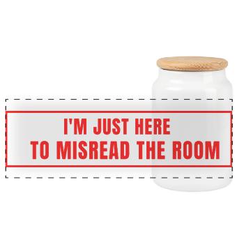 Ich lese den Raum falsch – Meme-Statement - Panorama Keksdose mit Holzdeckel - Weiß - Vorne
