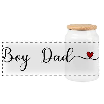 Boy Dad - Panoramic Cookie Jar with Wooden Lid - white - Front