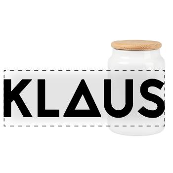 First name Klaus - Panoramic Cookie Jar with Wooden Lid - white - Front