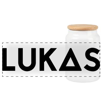 Prénom Lukas - Boîte à biscuits avec couvercle en bois - blanc - Devant