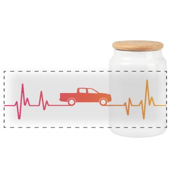 Sunset Pickup Heartbeat Auto Pickup - Panorama Keksdose mit Holzdeckel - Weiß - Vorne