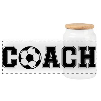 Football Coash - Panoramic Cookie Jar with Wooden Lid - white - Front