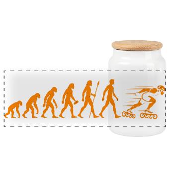 Evolution Speedskating Inline Skater - Panorama Keksdose mit Holzdeckel - Weiß - Vorne