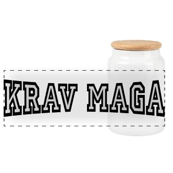 Krav Maga - Panorama Keksdose mit Holzdeckel - Weiß - Vorne