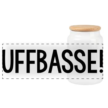 UFFBASSE Dialekt badisch - Panorama Keksdose mit Holzdeckel - Weiß - Vorne