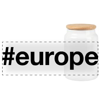 EUROPA Europe Hashtag - Panorama Keksdose mit Holzdeckel - Weiß - Vorne