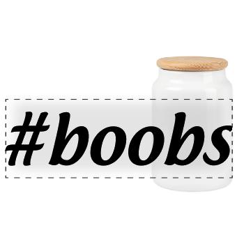#boobs - Boîte à biscuits avec couvercle en bois - blanc - Devant