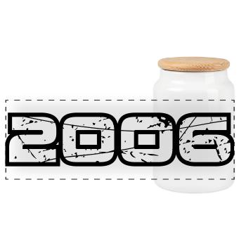 2006 - Panoramic Cookie Jar with Wooden Lid - white - Front