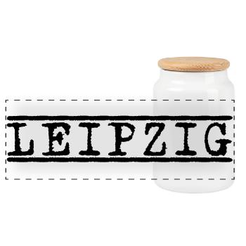 Leipzig – Vintage Cities Stamp Design - Boîte à biscuits avec couvercle en bois - blanc - Devant