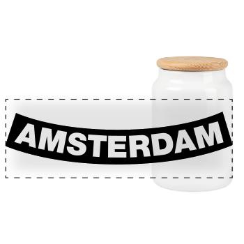 Amsterdam Chapter Element (Bachelor Party MC Rocker Design) - Panoramic Cookie Jar with Wooden Lid - white - Front