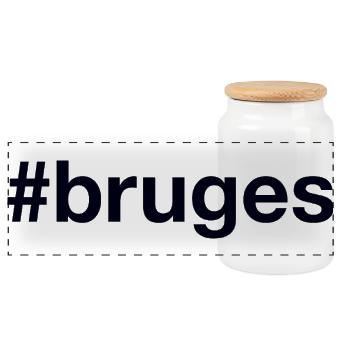 BRUGES Hashtag Belgium Belgien - Panoramic Cookie Jar with Wooden Lid - white - Front