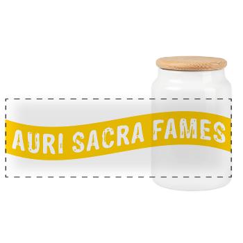 Auri sacra fames (latin) > Vectorgraphique - Boîte à biscuits avec couvercle en bois - blanc - Devant