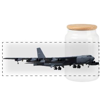 B-52 Stratofortress - Panorama Keksdose mit Holzdeckel - Weiß - Vorne