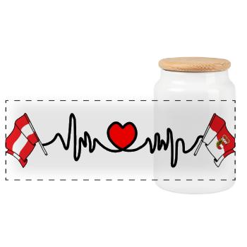 Salzburg Flag Heartbeat - Panoramic Cookie Jar with Wooden Lid - white - Front