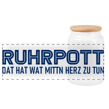 Ruhrpott - Dat hat wat mittn Herz zu tun - Zeche - Panorama Keksdose mit Holzdeckel - Weiß - Vorne