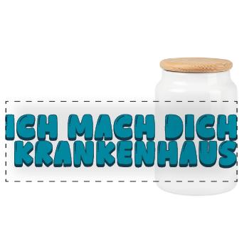 Ich mach dich Krankenhaus - Panorama Keksdose mit Holzdeckel - Weiß - Vorne