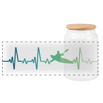 canoéiste kayak battement de coeur canoë - Boîte à biscuits avec couvercle en bois - blanc - Devant