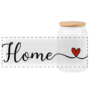 Home Heart - Panoramic Cookie Jar with Wooden Lid - white - Front