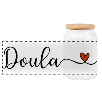Doula Heart Gift - Panoramic Cookie Jar with Wooden Lid - white - Front