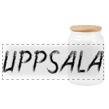 Uppsala Wildleder-Grunge-Bürstenbürste Schwarz - Panorama Keksdose mit Holzdeckel - Weiß - Vorne