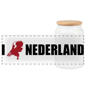 I love Nederland Niederlande - Panorama Keksdose mit Holzdeckel - Weiß - Vorne