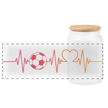 Fußballer Fußball Herzschlag Fußballspieler - Panorama Keksdose mit Holzdeckel - Weiß - Vorne
