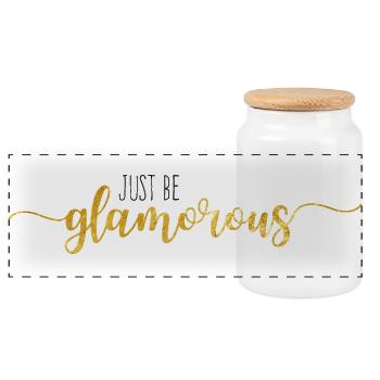 just be glamorous - Panoramic Cookie Jar with Wooden Lid - white - Front