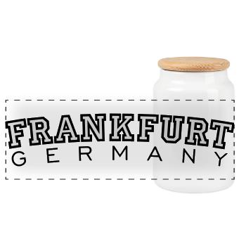 Frankfurt Germany Black&White - Panoramic Cookie Jar with Wooden Lid - white - Front