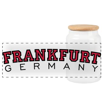 Frankfurt Germany Black&Red - Panoramic Cookie Jar with Wooden Lid - white - Front