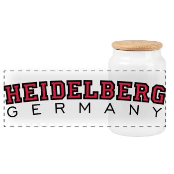 Heidelberg Germany Red/Black - Panoramic Cookie Jar with Wooden Lid - white - Front