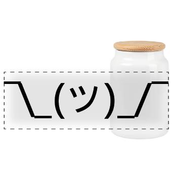 Shruggie ¯\_(ツ)_/¯ Schulterzucken Emoticon - Panorama Keksdose mit Holzdeckel - Weiß - Vorne