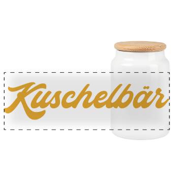 Kuschelbär Gold Kuscheln Kosename Spitzname Pyjama - Panorama Keksdose mit Holzdeckel - Weiß - Vorne