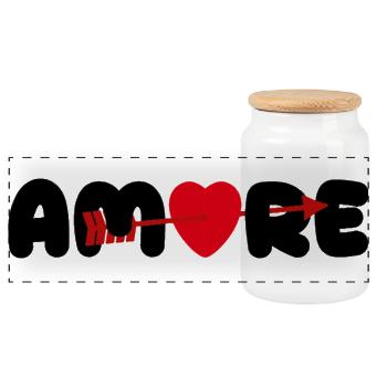 Amore Heart Arrow Love Saint-Valentin - Boîte à biscuits avec couvercle en bois - blanc - Devant